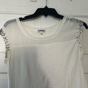 EXPRESS OFF WHITE SHEER TOP XS